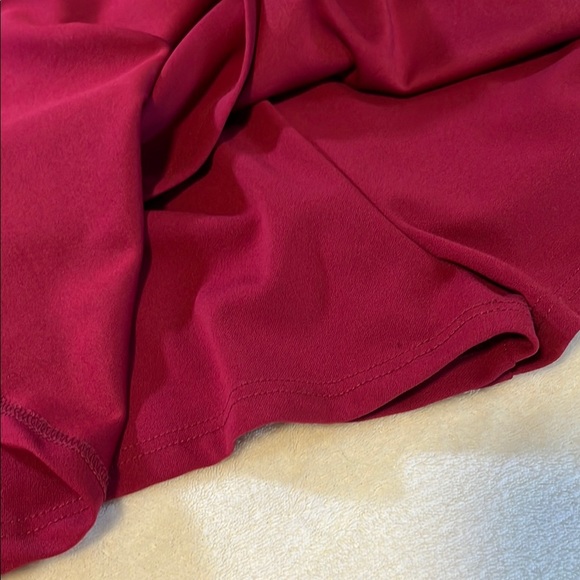 🍷 Active USA Burgundy Romper Spaghetti Straps Wrap Skirt Overlay V Neck Mini - Picture 5 of 6